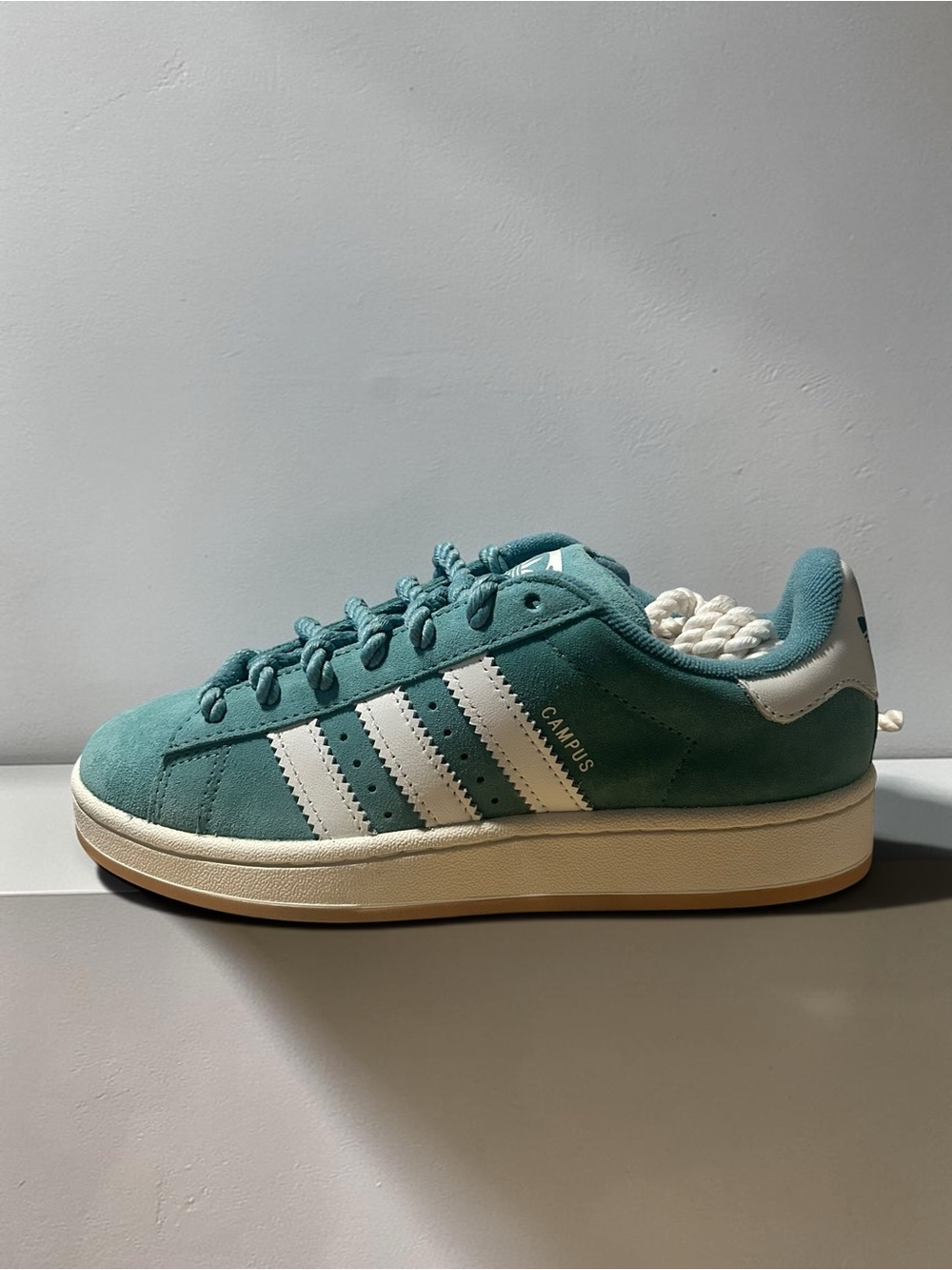 adidas Campus Suede Sneaker in Teal with White Stripes